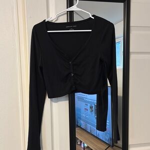 American Eagle Outfitters Black and Blue Long Sleeve Crop Blouse